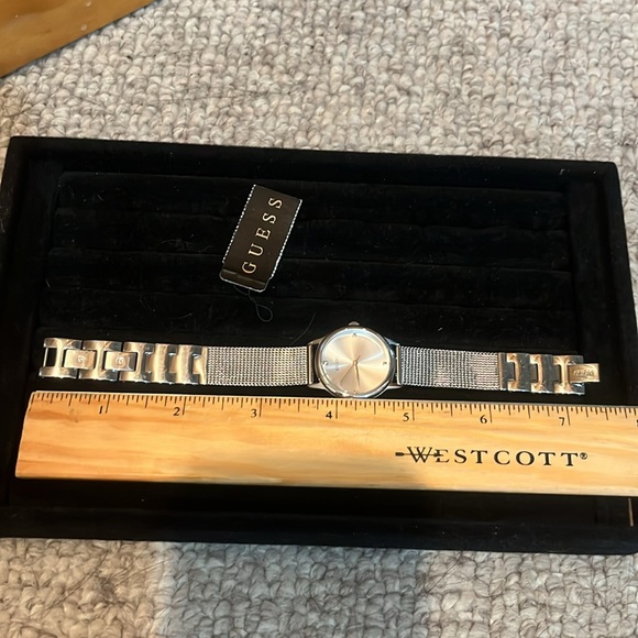 Beautiful Guess Silver Mesh Bracelet Watch with Rhinestones - Picture 6 of 12